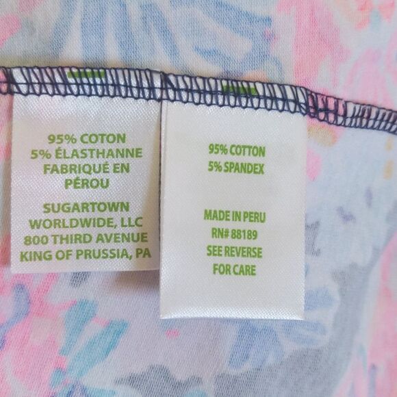 Lilly Pulitzer Billie top pink, navy, blue tank top, keyhole back, stretch S - Picture 6 of 7